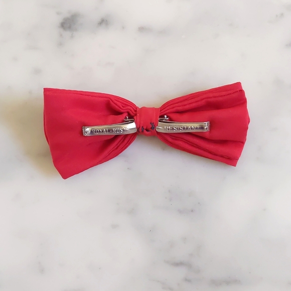 Red Bow Tie with Rust Resistant Clip. - Picture 2 of 3
